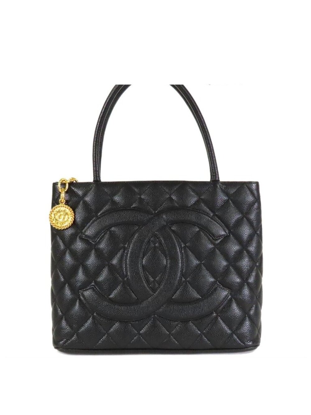 Chanel Reissue Tote Bag Black Gold Caviar Leather
